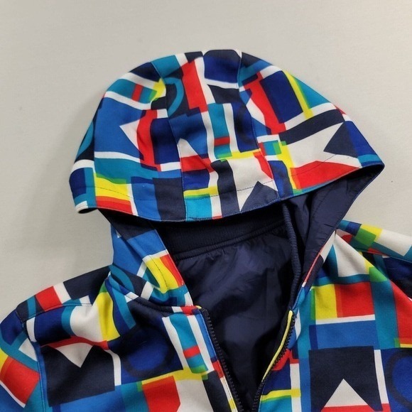 Tommy Hilfiger Reversible Varsity Jacket Mens Small Hooded Navy Blue RARE PRINT - Picture 8 of 12